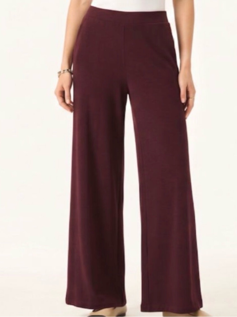 NWT OGL Tummy Warmer Pin-Tuck Wide Leg Pants in Ruby Berry